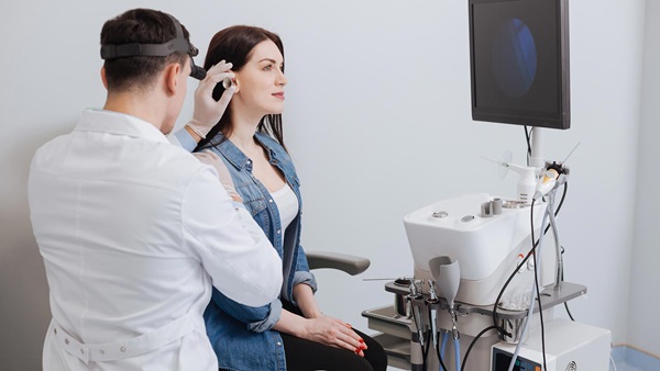 médico revisa oído